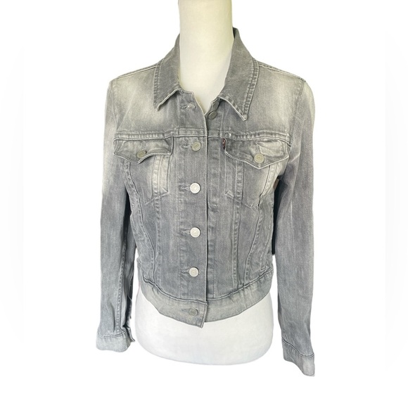 Levis Women’s Washed Gray Denim Trucker Jean Jacket, Size Small - Picture 1 of 8